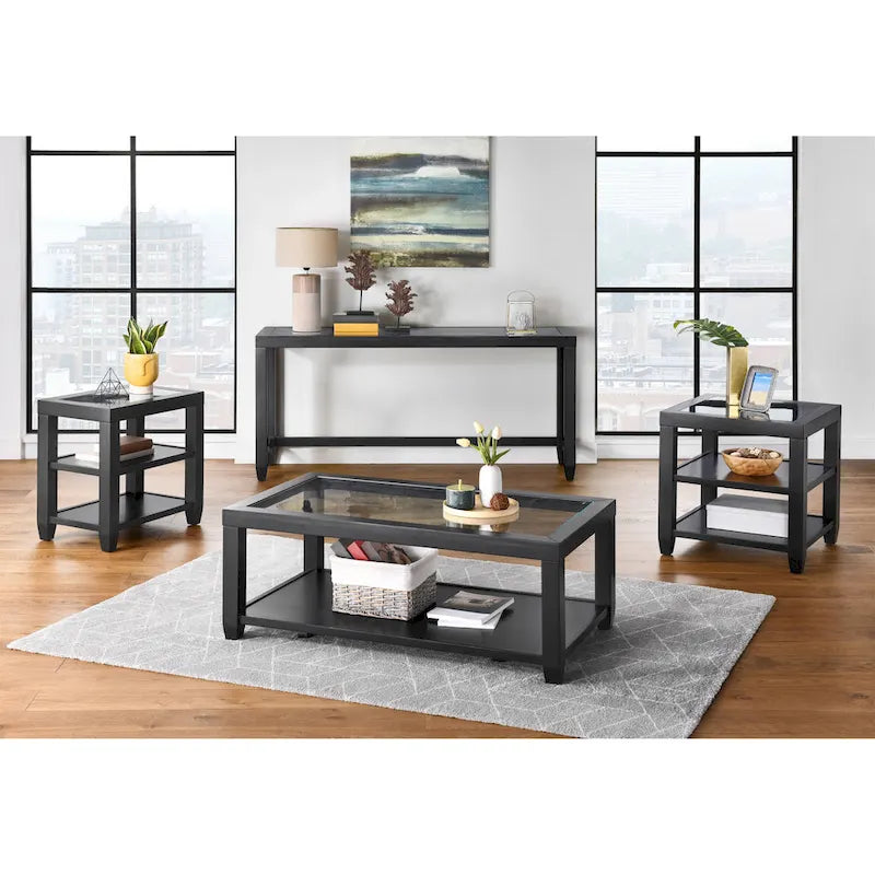 Cordero 16-Inch Wide Wood and Glass Top Chairside End Table with Shelf Storage 7