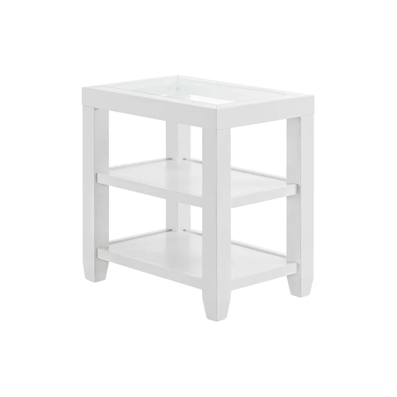 Cordero 16-Inch Wide Wood and Glass Top Chairside End Table with Shelf Storage 9