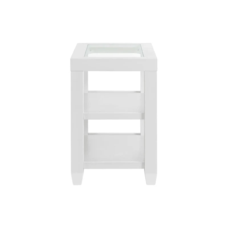 Cordero 16-Inch Wide Wood and Glass Top Chairside End Table with Shelf Storage 10