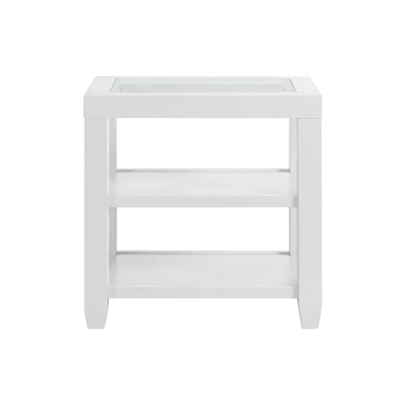 Cordero 16-Inch Wide Wood and Glass Top Chairside End Table with Shelf Storage 12