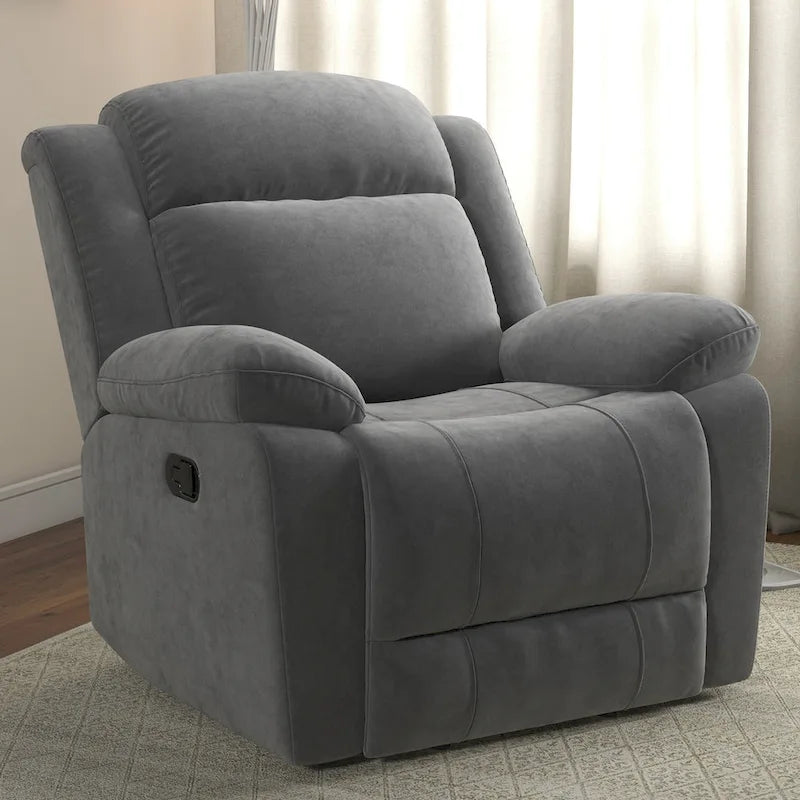 Overstuffed Arm and Back Manual Recliner Chair 1