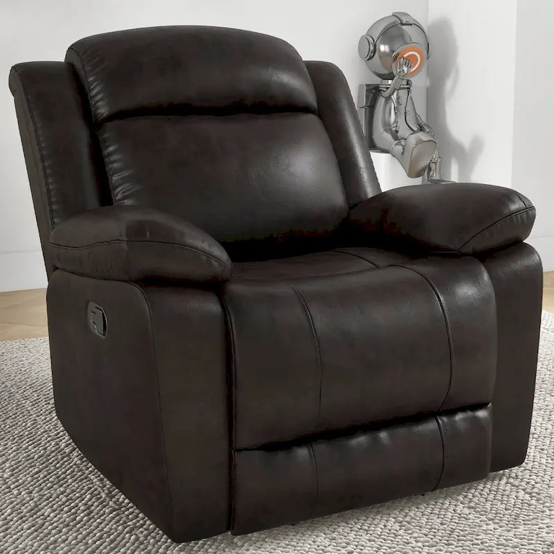 Overstuffed Arm and Back Manual Recliner Chair 3