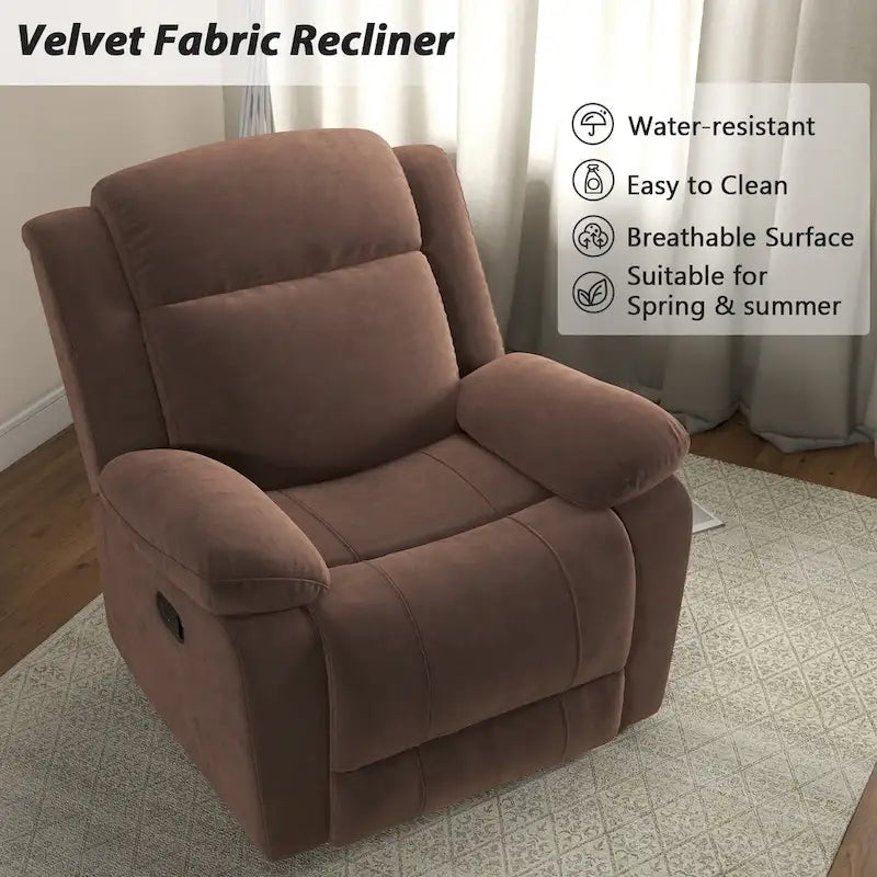 Overstuffed Arm and Back Manual Recliner Chair 7