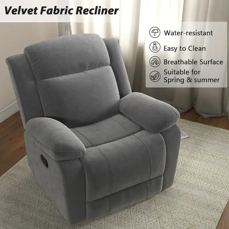 Overstuffed Arm and Back Manual Recliner Chair 14