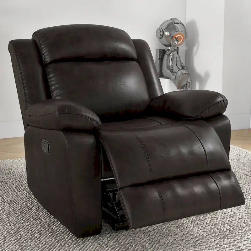 Overstuffed Arm and Back Manual Recliner Chair 18