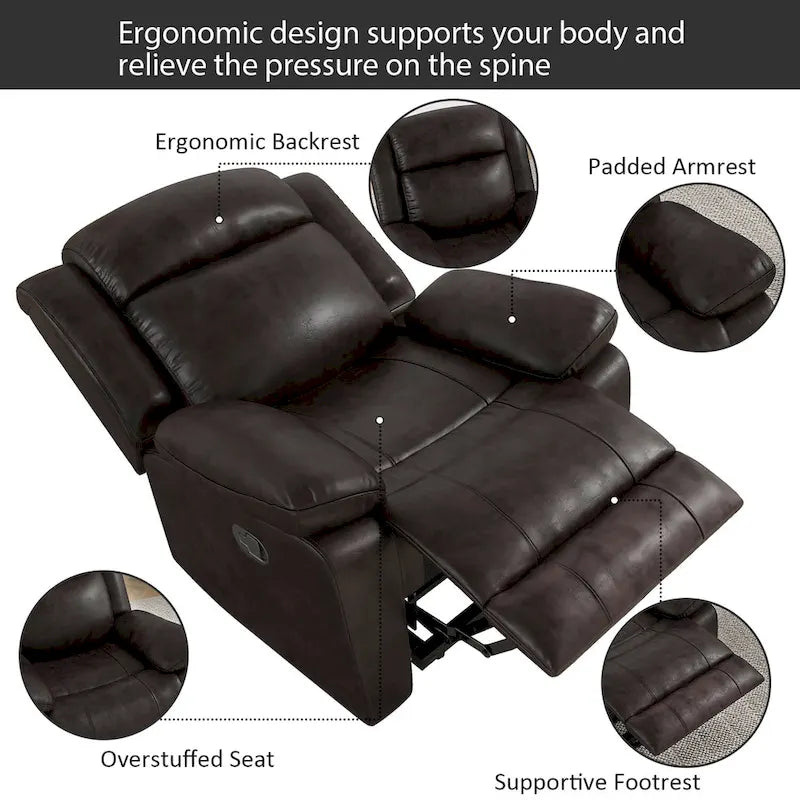 Overstuffed Arm and Back Manual Recliner Chair 20