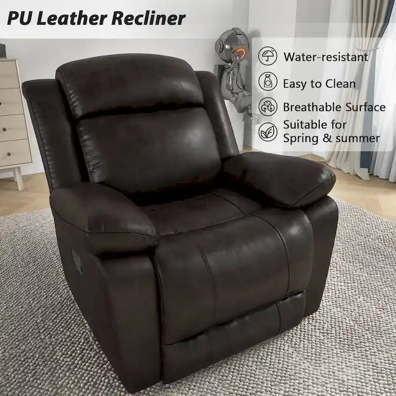 Overstuffed Arm and Back Manual Recliner Chair 21
