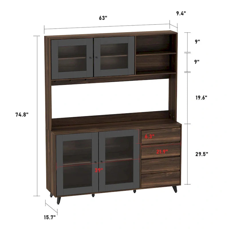 Multi-Functional Sideboard: Wine and Tea Cabinet, Kitchen Cupboard, Buffet Storage 4