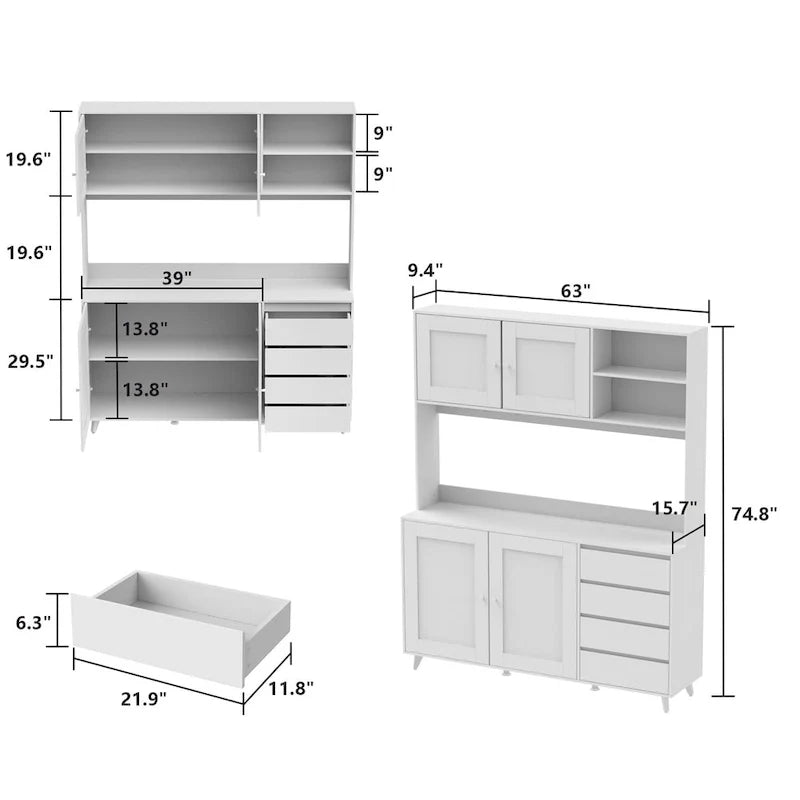 Multi-Functional Sideboard: Wine and Tea Cabinet, Kitchen Cupboard, Buffet Storage 14