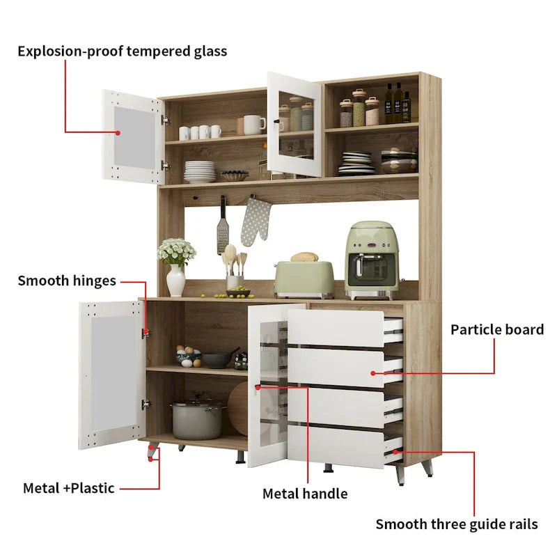 Multi-Functional Sideboard: Wine and Tea Cabinet, Kitchen Cupboard, Buffet Storage 15