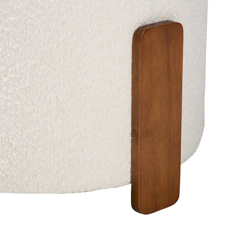 Finlay Contemporary Japandi Boucle Upholstered Wood Ottoman 4