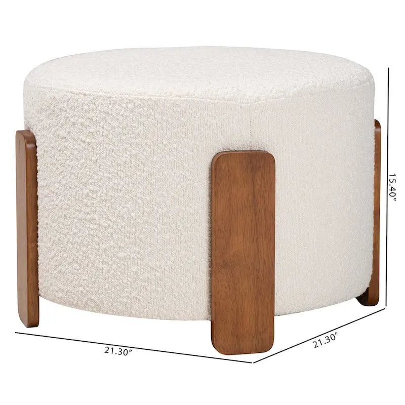 Finlay Contemporary Japandi Boucle Upholstered Wood Ottoman 8