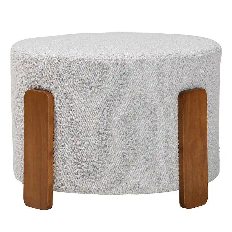 Finlay Contemporary Japandi Boucle Upholstered Wood Ottoman 11