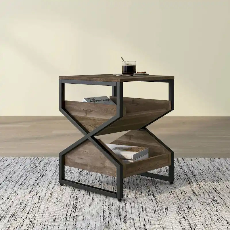 Denhour DH BASIC 17-Inch Metal Industrial End Table with 1 Open Shelf 4