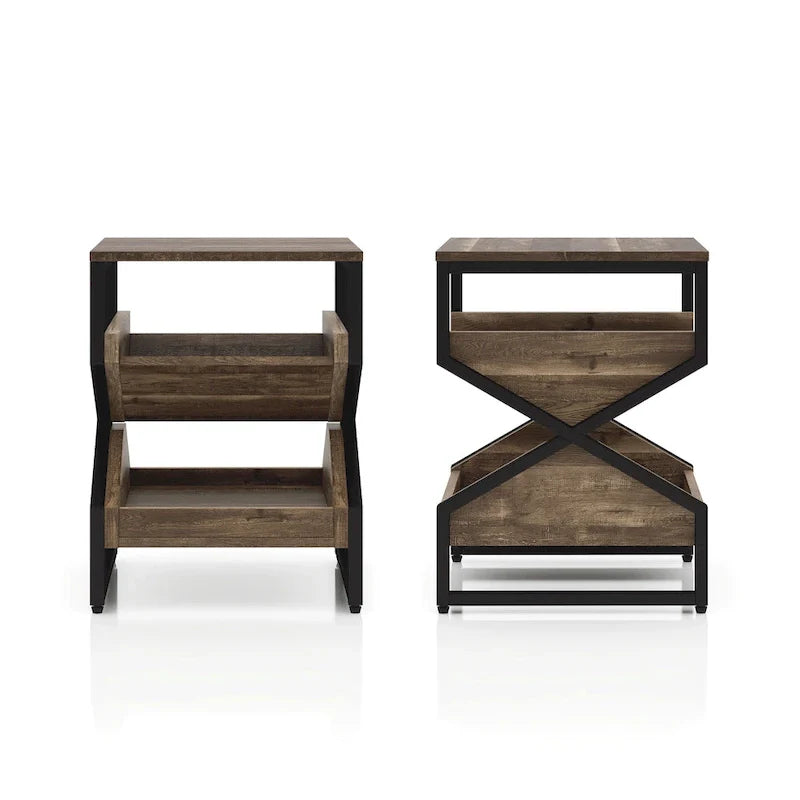 Denhour DH BASIC 17-Inch Metal Industrial End Table with 1 Open Shelf 6