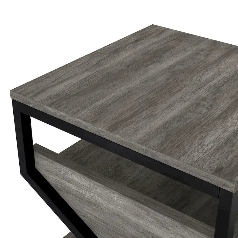 Denhour DH BASIC 17-Inch Metal Industrial End Table with 1 Open Shelf 8