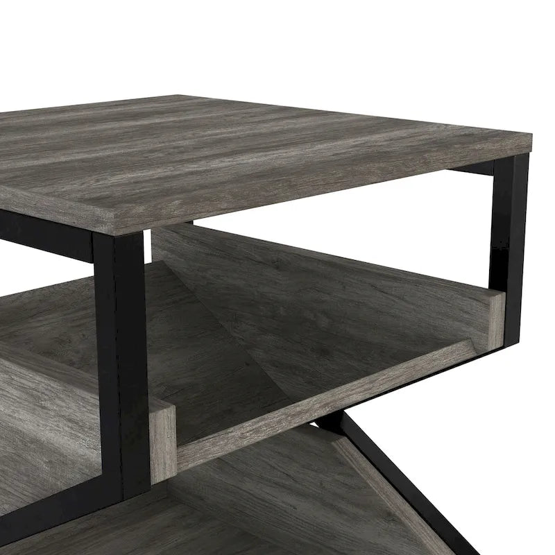 Denhour DH BASIC 17-Inch Metal Industrial End Table with 1 Open Shelf 9