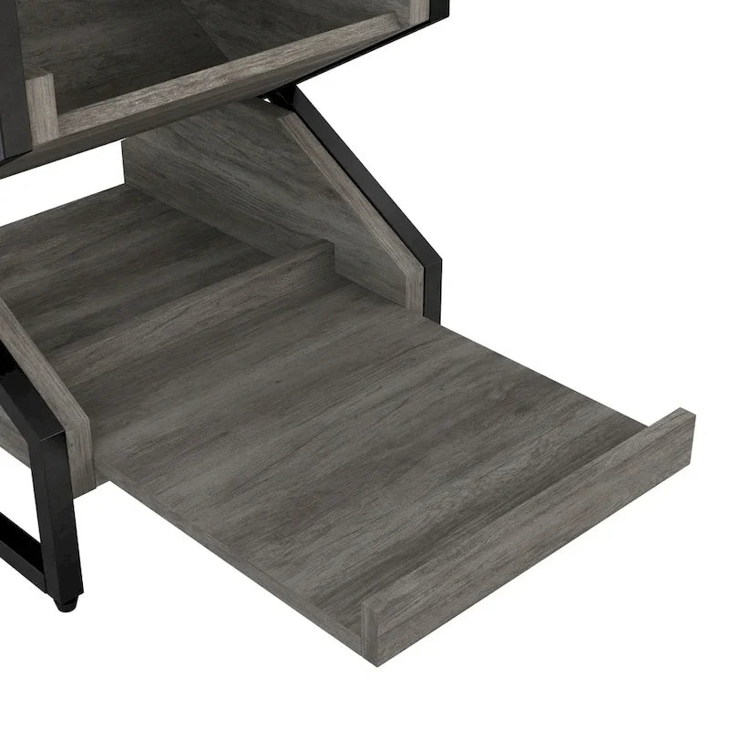 Denhour DH BASIC 17-Inch Metal Industrial End Table with 1 Open Shelf 10