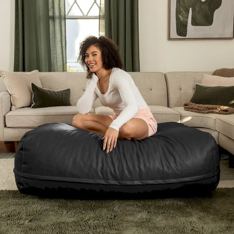 Atrium Collection Lino Oversized Ottoman & Lounger - Large Faux Leather Couch Accessory 2