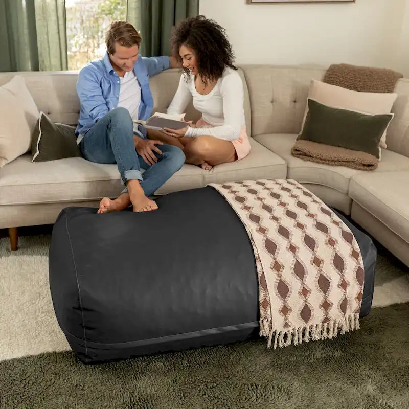Atrium Collection Lino Oversized Ottoman & Lounger - Large Faux Leather Couch Accessory 4