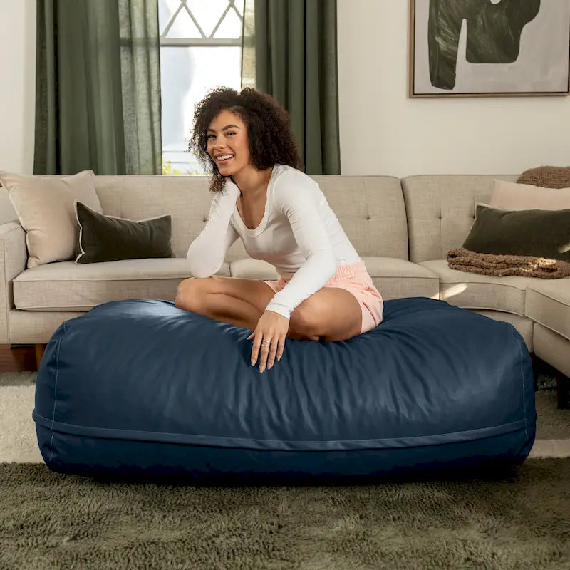 Atrium Collection Lino Oversized Ottoman & Lounger - Large Faux Leather Couch Accessory 22