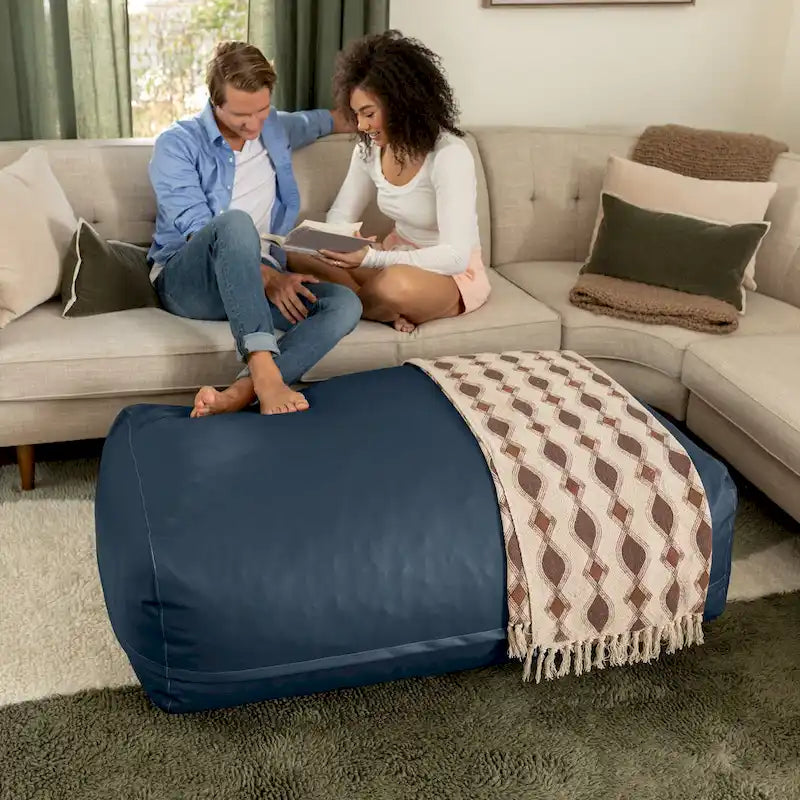 Atrium Collection Lino Oversized Ottoman & Lounger - Large Faux Leather Couch Accessory 24