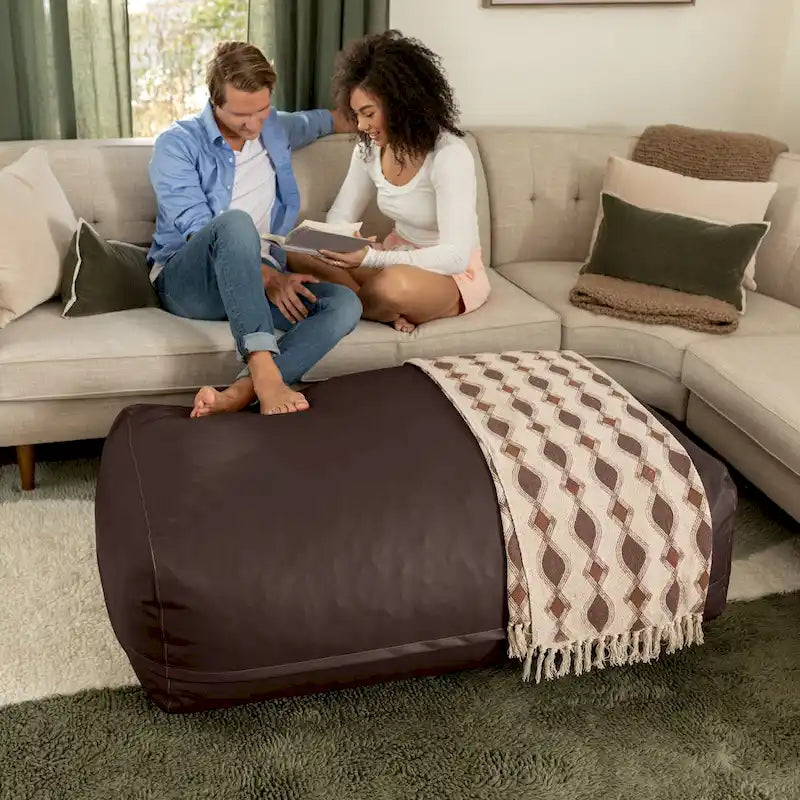Atrium Collection Lino Oversized Ottoman & Lounger - Large Faux Leather Couch Accessory 29