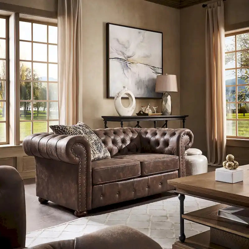 iNSPIRE Q Artisan Knightsbridge Tufted Chesterfield Loveseat 1