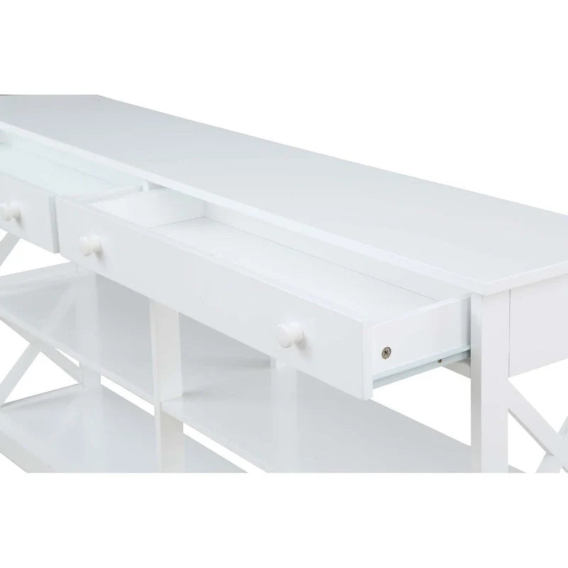 Oxford 60-Inch Console Table with Shelves and 2 Drawers by Convenience Concepts 3