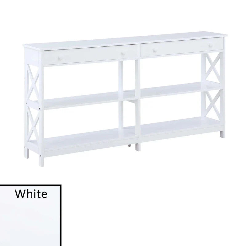 Oxford 60-Inch Console Table with Shelves and 2 Drawers by Convenience Concepts 4
