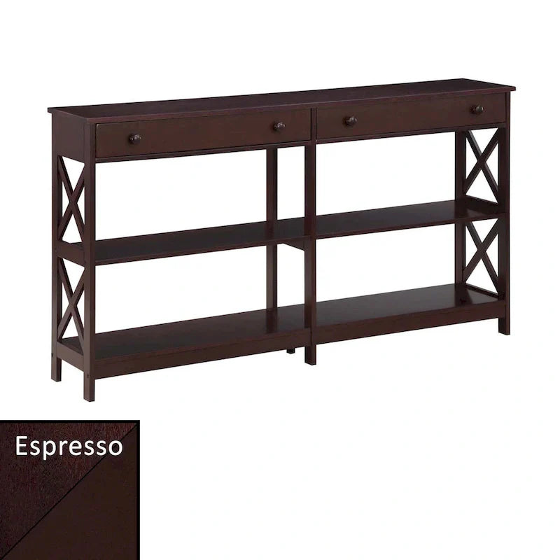 Oxford 60-Inch Console Table with Shelves and 2 Drawers by Convenience Concepts 8