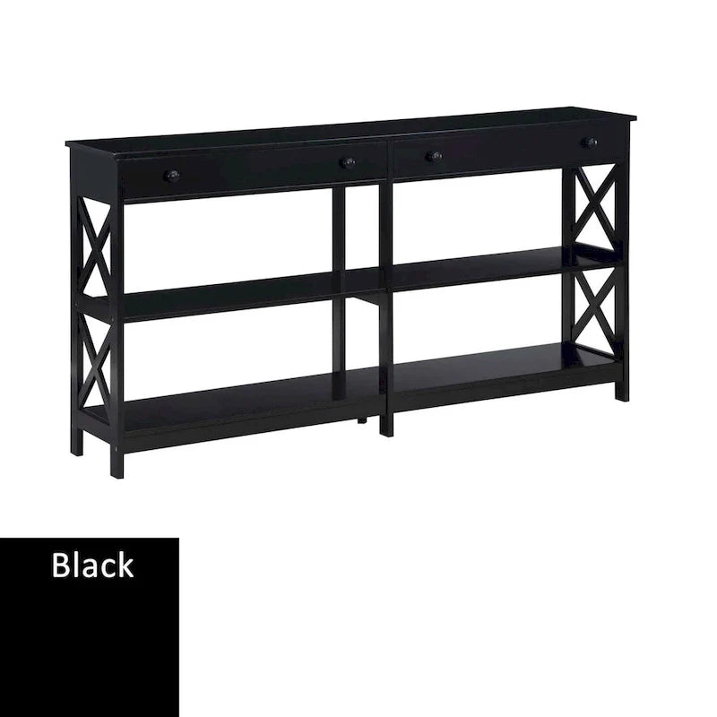 Oxford 60-Inch Console Table with Shelves and 2 Drawers by Convenience Concepts 16