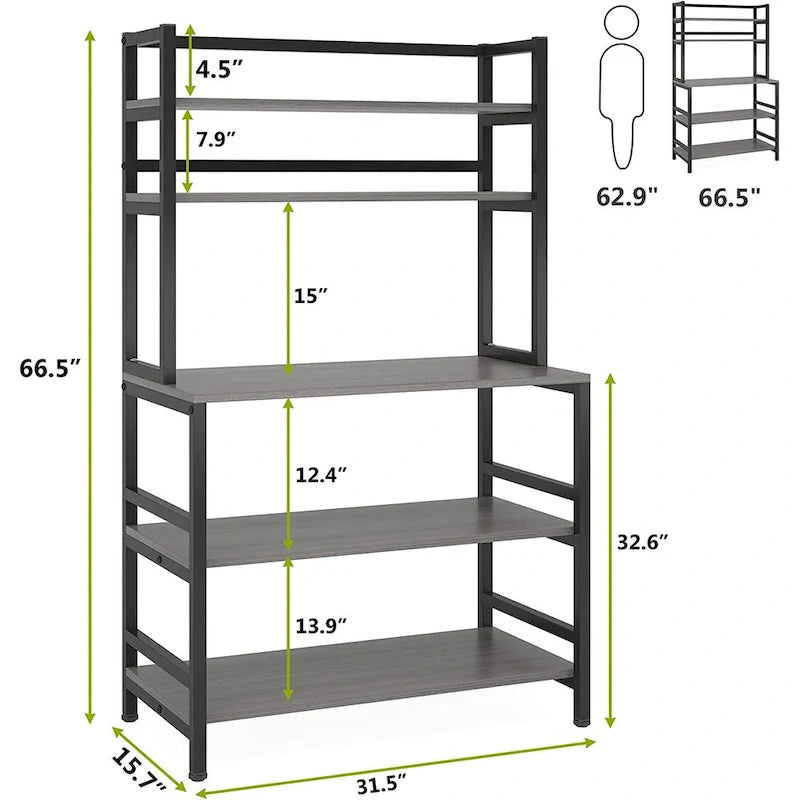 5-Tier Kitchen Baker's Rack with Storage - Microwave Oven Cart 13