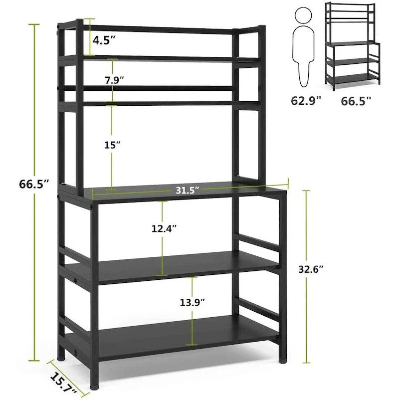 5-Tier Kitchen Baker's Rack with Storage - Microwave Oven Cart 18