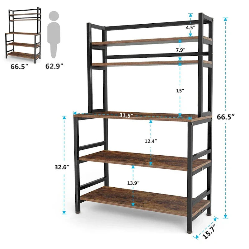 5-Tier Kitchen Baker's Rack with Storage - Microwave Oven Cart 20