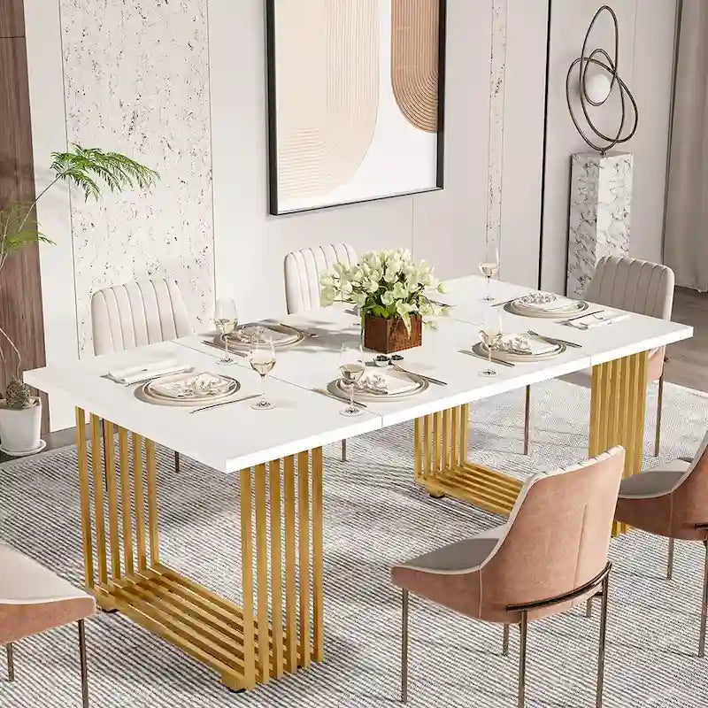Contemporary 70.8-Inch White Dining Table for 6-8 Guests 1