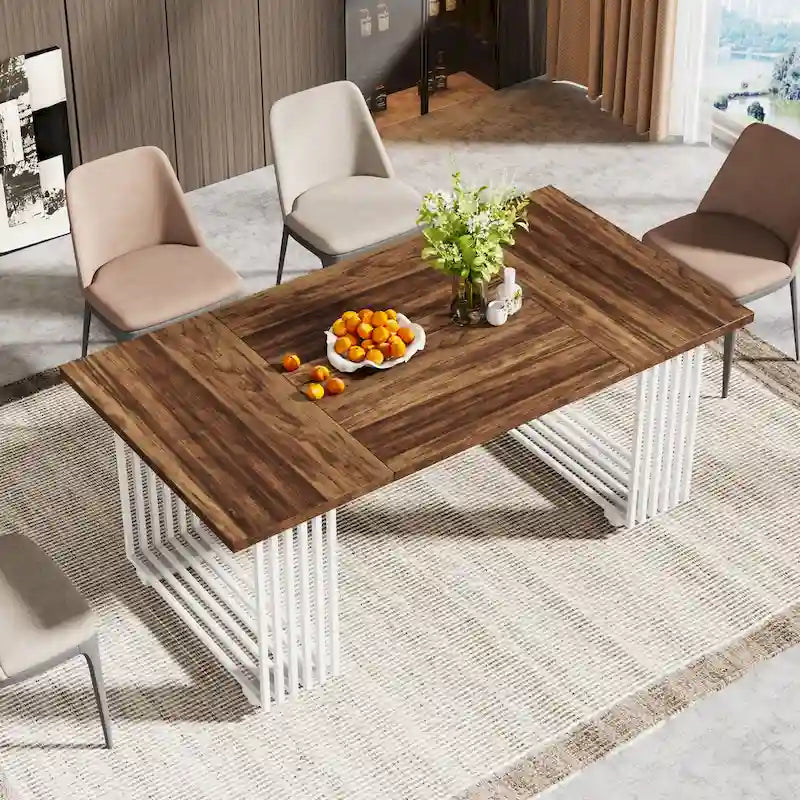 Contemporary 70.8-Inch White Dining Table for 6-8 Guests 8
