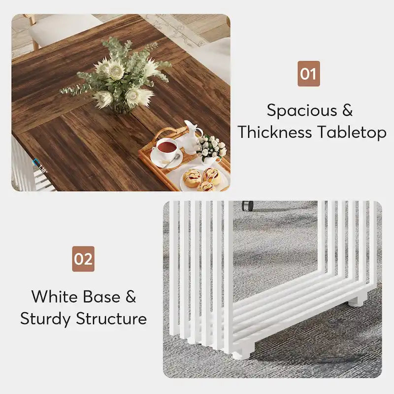 Contemporary 70.8-Inch White Dining Table for 6-8 Guests 9