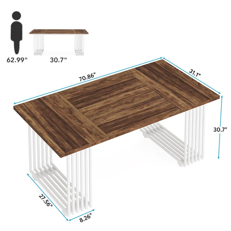 Contemporary 70.8-Inch White Dining Table for 6-8 Guests 10