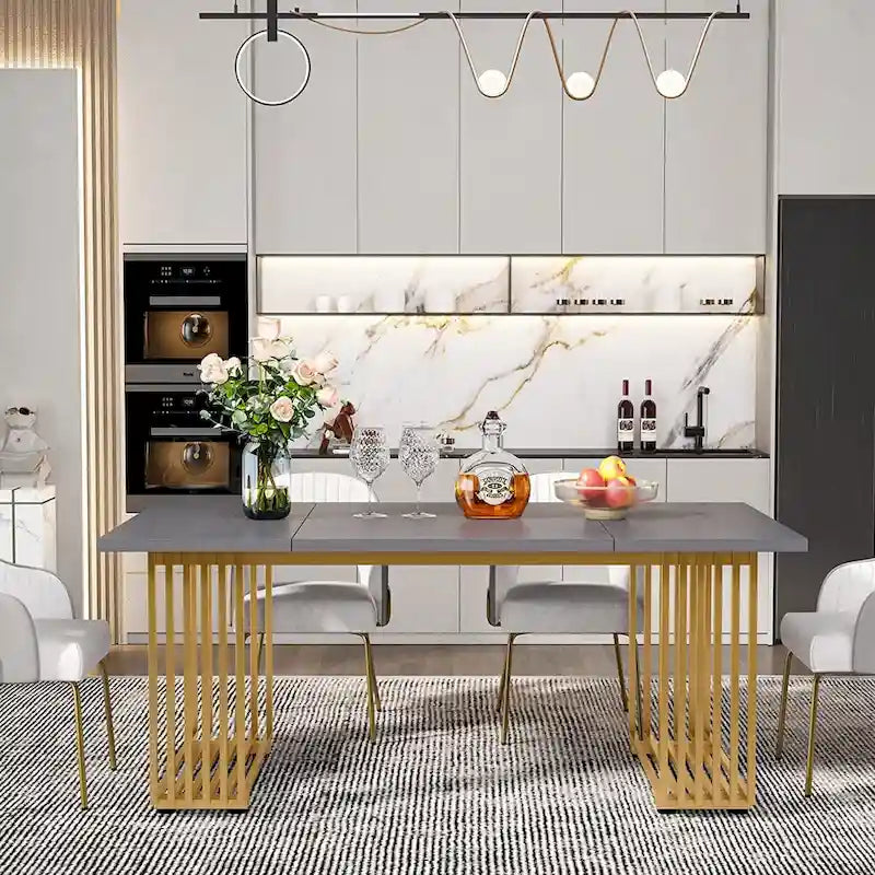 Contemporary 70.8-Inch White Dining Table for 6-8 Guests 13