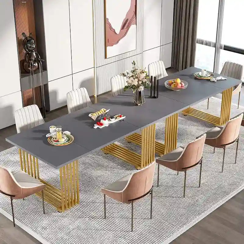 Contemporary 70.8-Inch White Dining Table for 6-8 Guests 14