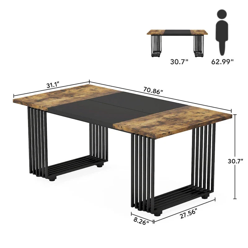 Contemporary 70.8-Inch White Dining Table for 6-8 Guests 21