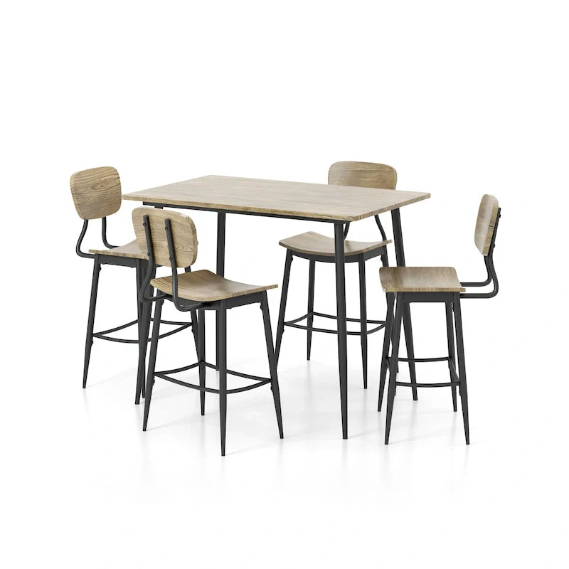 Counter Height Dining Table Set with 4 Chairs and Metal Frame 13