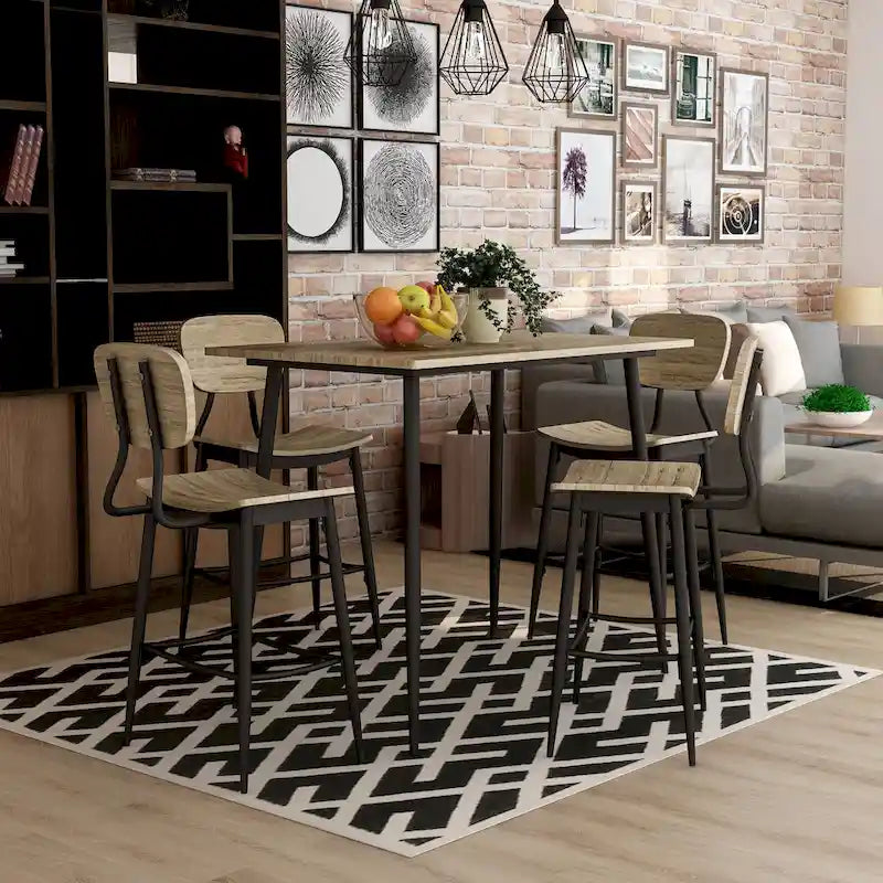 Cairo 5-Piece Counter Height Dining Table Set in Industrial Metal by Furniture of America 1