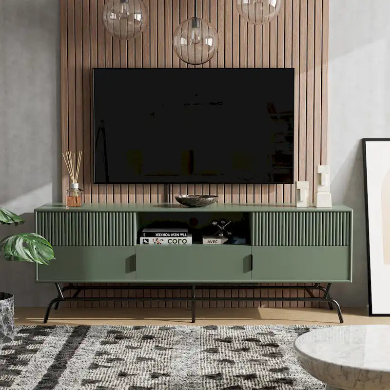 Denhour DH BASIC 60-Inch Modern Media Cabinet TV Stand with 3 Drawers and Cable Management Hole 35