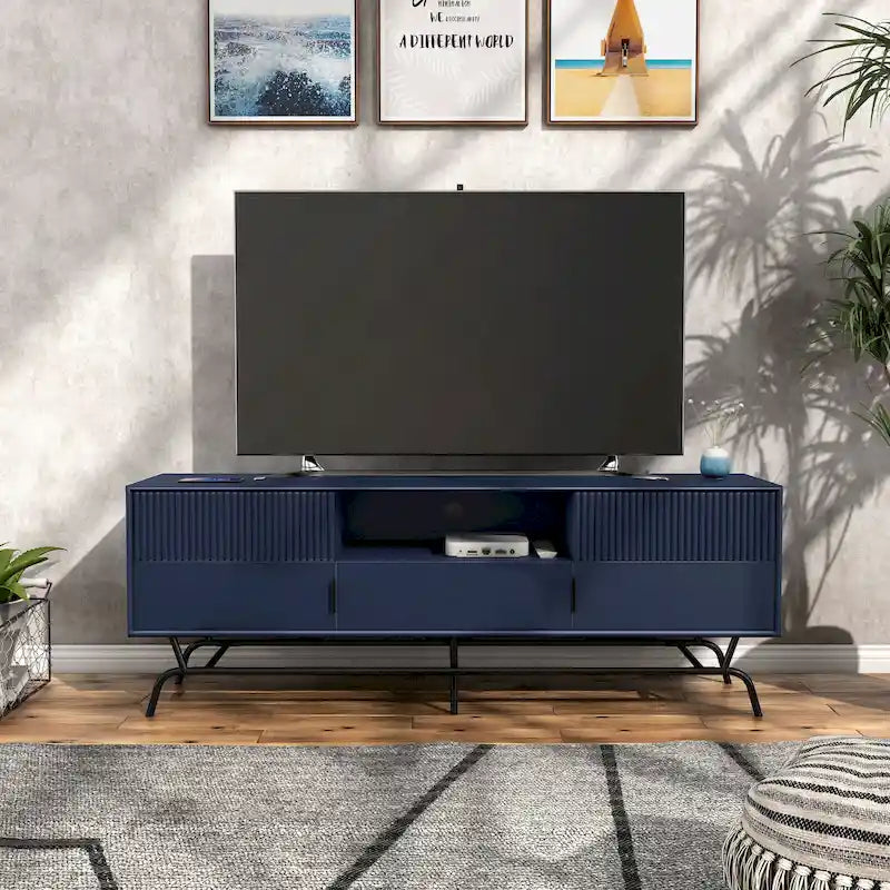 Denhour DH BASIC 60-Inch Modern Media Cabinet TV Stand with 3 Drawers and Cable Management Hole 36