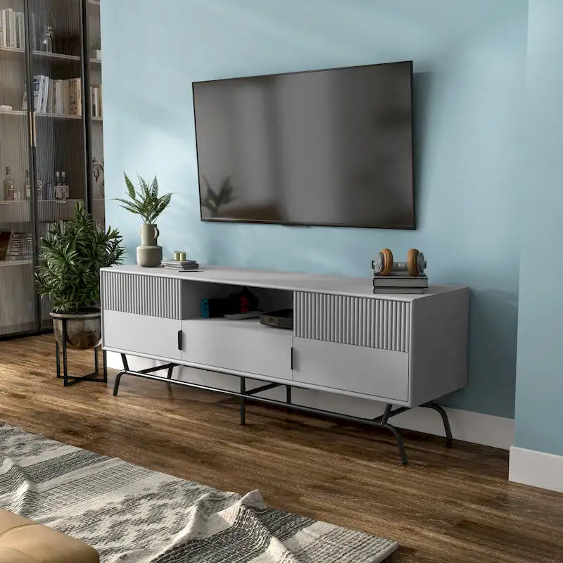 Denhour DH BASIC 60-Inch Modern Media Cabinet TV Stand with 3 Drawers and Cable Management Hole 12
