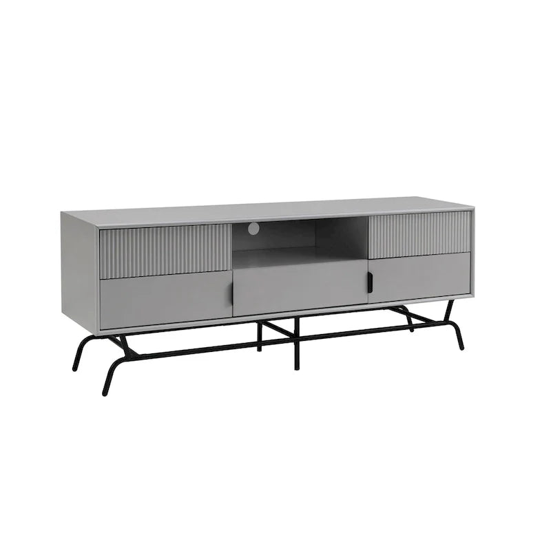 Denhour DH BASIC 60-Inch Modern Media Cabinet TV Stand with 3 Drawers and Cable Management Hole 14