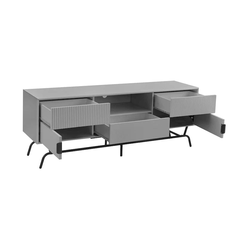 Denhour DH BASIC 60-Inch Modern Media Cabinet TV Stand with 3 Drawers and Cable Management Hole 16