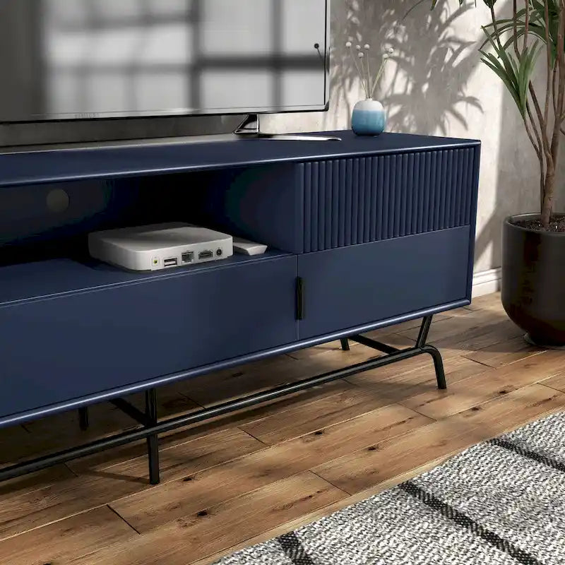 Denhour DH BASIC 60-Inch Modern Media Cabinet TV Stand with 3 Drawers and Cable Management Hole 21